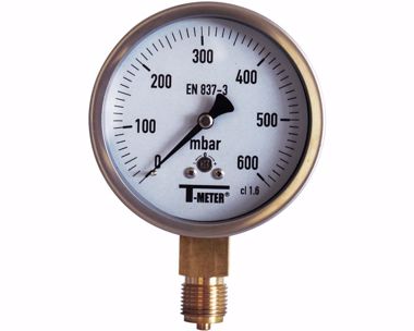 Kép: Nyomásmérő manométer rozsdamentes 1635  száraz állóØ100 BSP 1/2" Class1   0/60mbar Gas capsule