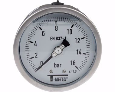 Kép: Nyomásmérő manométer rozsdamentes 1628 glicerines axiál Ø100 BSP 1/2" Class1   0/1,6bar
