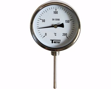 Kép: Bimetál hőmérő rozsdamentes 1680 RADIAL Ø100 BSP 1/2" benyúlás 77mm -30°C/+50°C